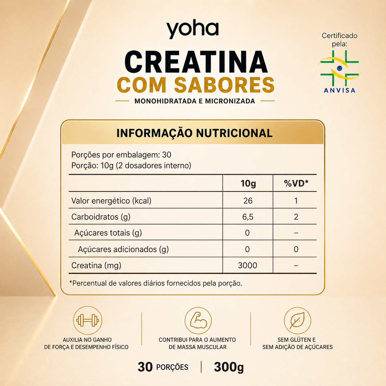 Creatina Gourmet 300g - Monohidratada - Yoha