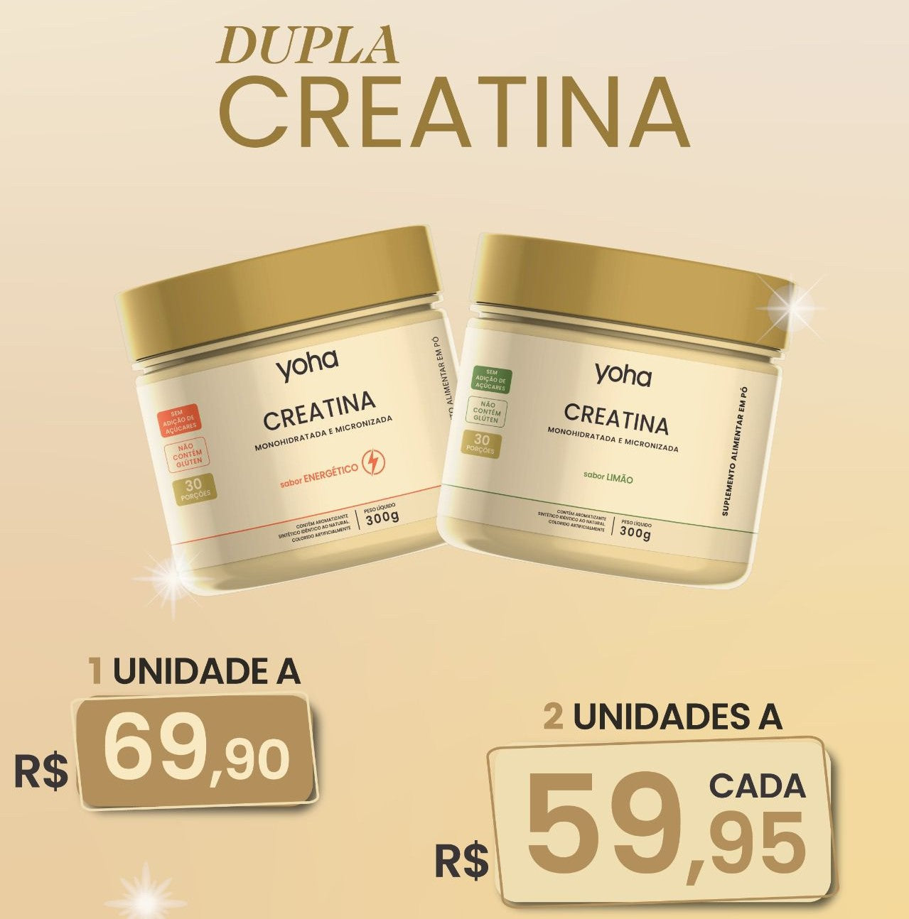 Kit Dupla Creatina Energético e Limão