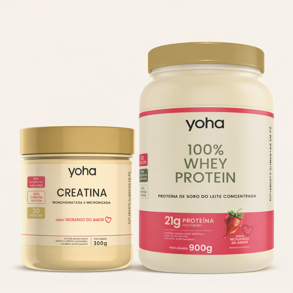 Kit Creatina e Whey Morango do Amor